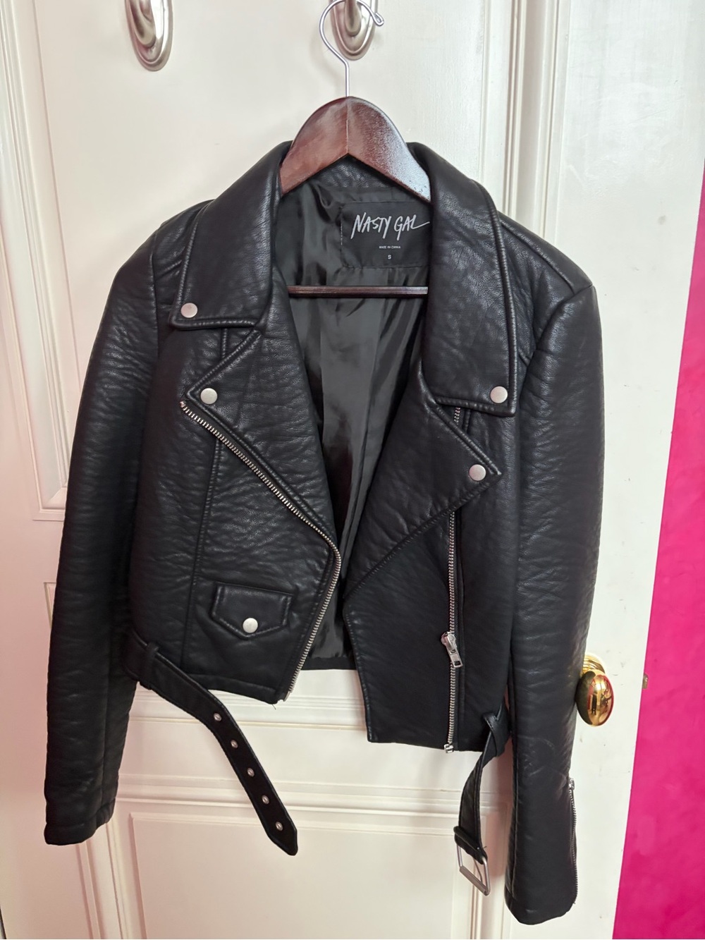 Nasty Gal Black Faux Leather Moto-Style Jacket